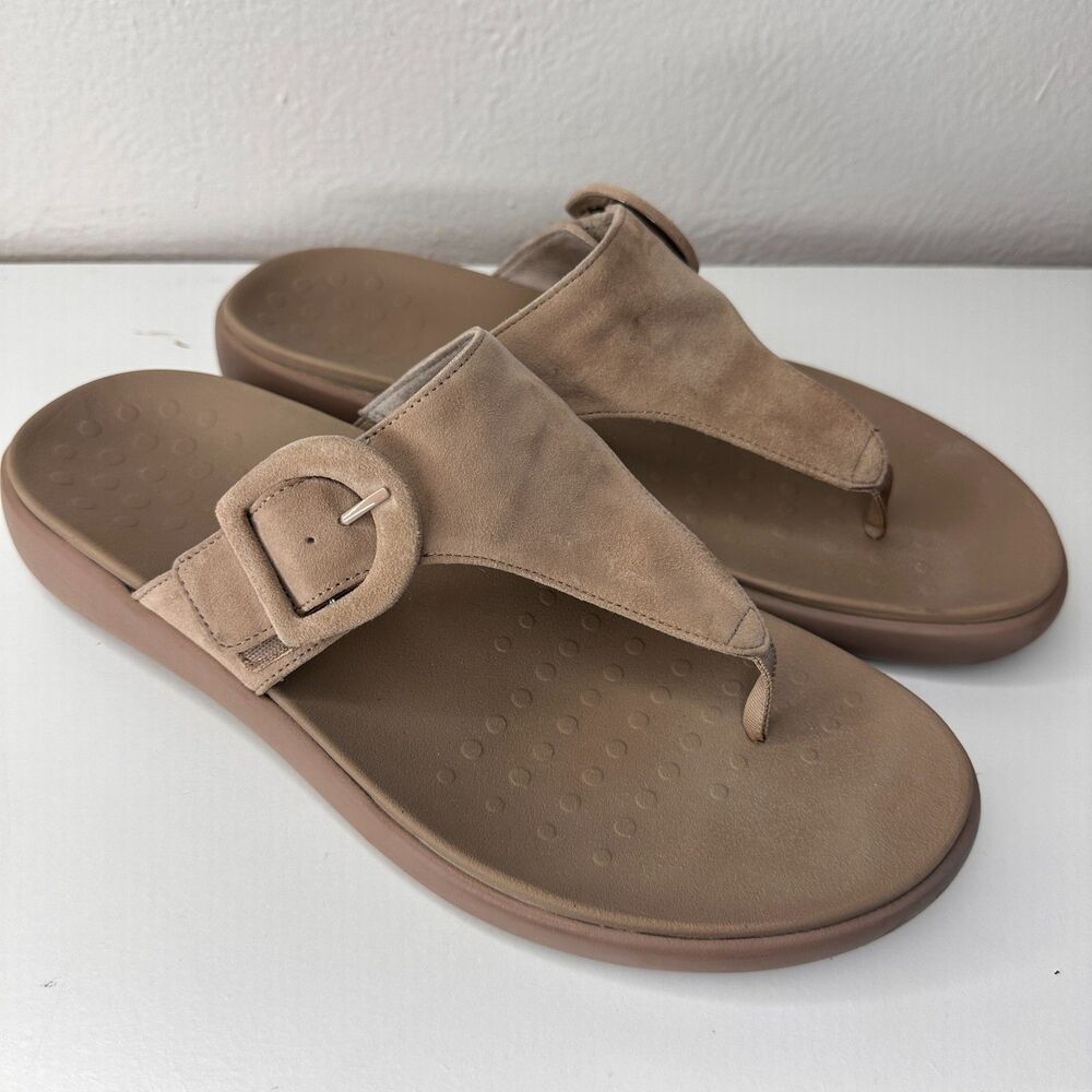 Vionic Women's Activate RX Thong Sandal‎ Taupe Suede